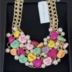 NWT Betsey Johnson Conversation Hearts Bib Necklace Whimsical Statement Kitsch